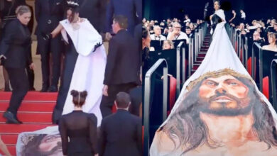 Impiden a una actriz mostrar su vestido con el rostro de Jesús en el Festival de Cine de Cannes