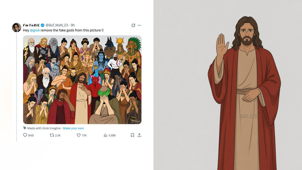Grok y Jesús: la IA elimina a los "dioses falsos" de una imagen y deja a Cristo generando debates entreCristianos Grok y Jesús: la IA elimina a los "dioses falsos" de una imagen y deja a Cristo generando debates